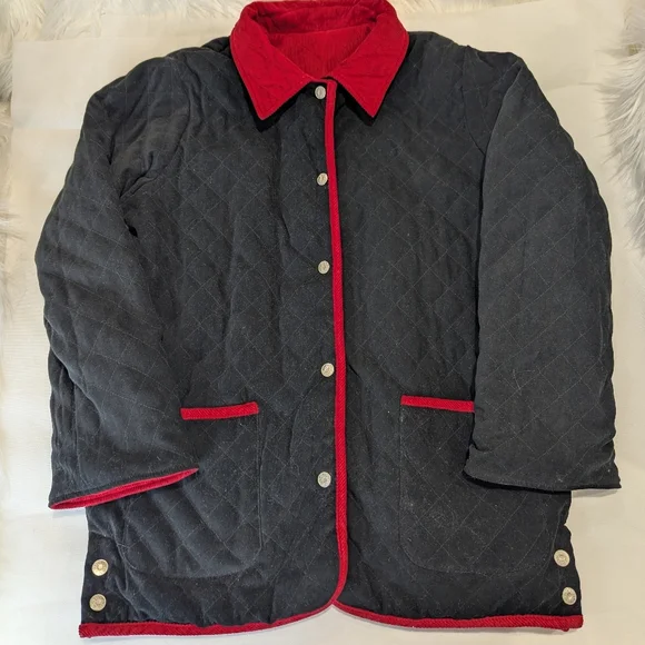 Denim&Co Reversible Quilted Corduroy Riding Jacket - Picture 2 of 14
